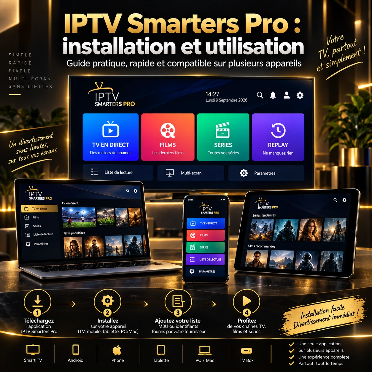 Installation et utilisation d’un lecteur IPTV sur plusieurs appareils
